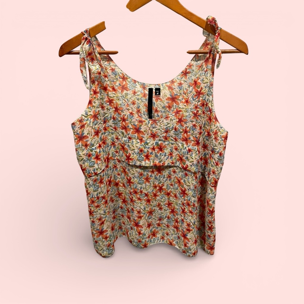 Cute flowy floral lily tie strap sleeveless top lightweight breezy spring dream
